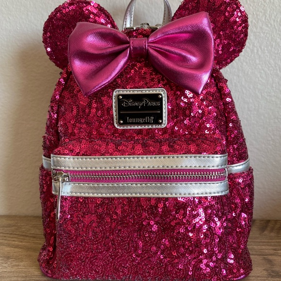 Loungefly Handbags - Loungfly Disney Imagination Pink sequin backpack - NWT